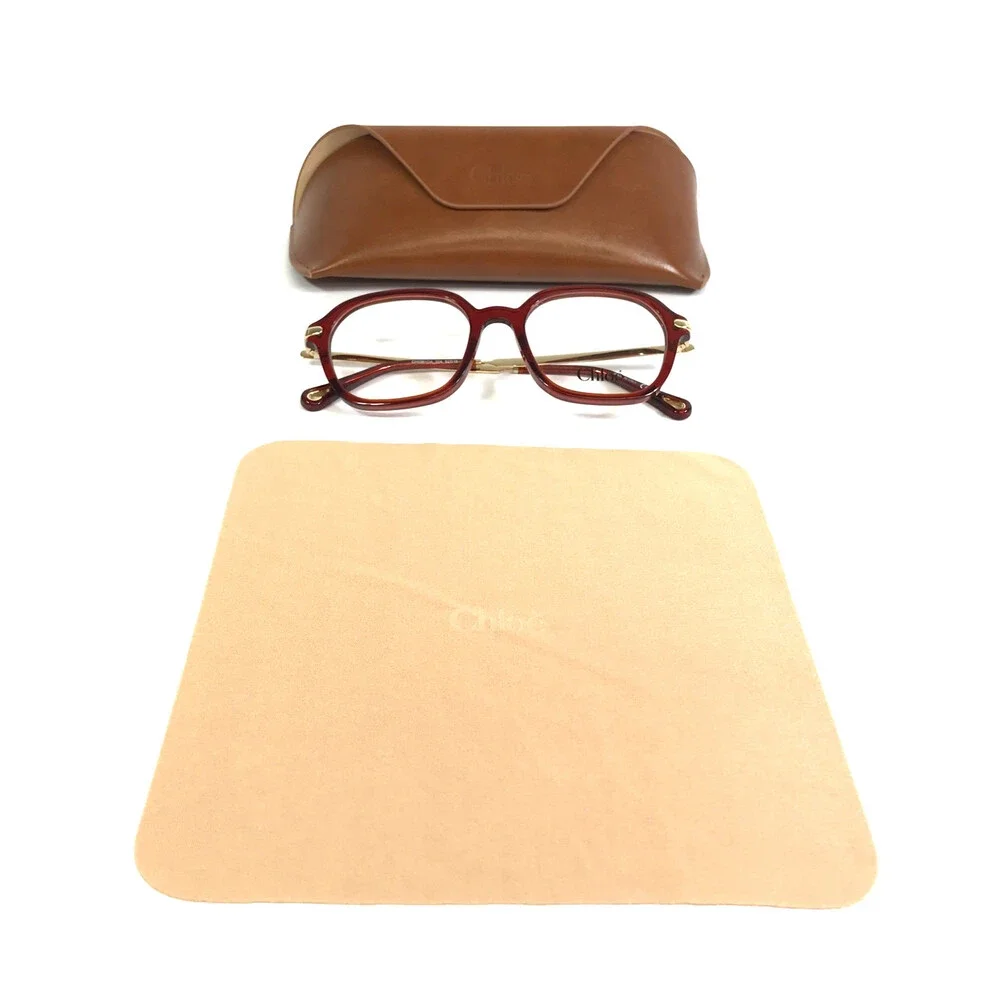 Chloe Eyeglasses Frames CH0361OA 004 Burgundy Clear Red Gold Asian Fit 52-18-145
